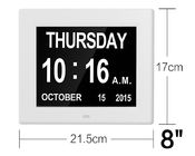 Adattatore bianco elettronico dell'orologio di giorno dell'allarme del calendario perpetuo del video dell'opuscolo scrittorio a 8 pollici della carta LED Digital Color/UL/extra l