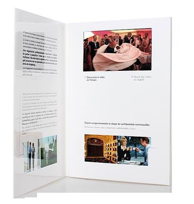 carta dell'opuscolo dell'affissione a cristalli liquidi del regalo affari/del fastivel video con il cavo di USB, libro di vibrazione - video