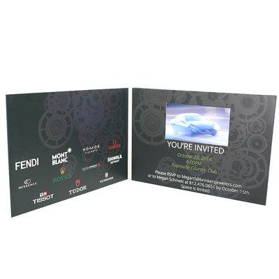 Cartolina d'auguri LCD a 5 pollici su ordinazione del video dello schermo 90*50mm con la memoria 2G